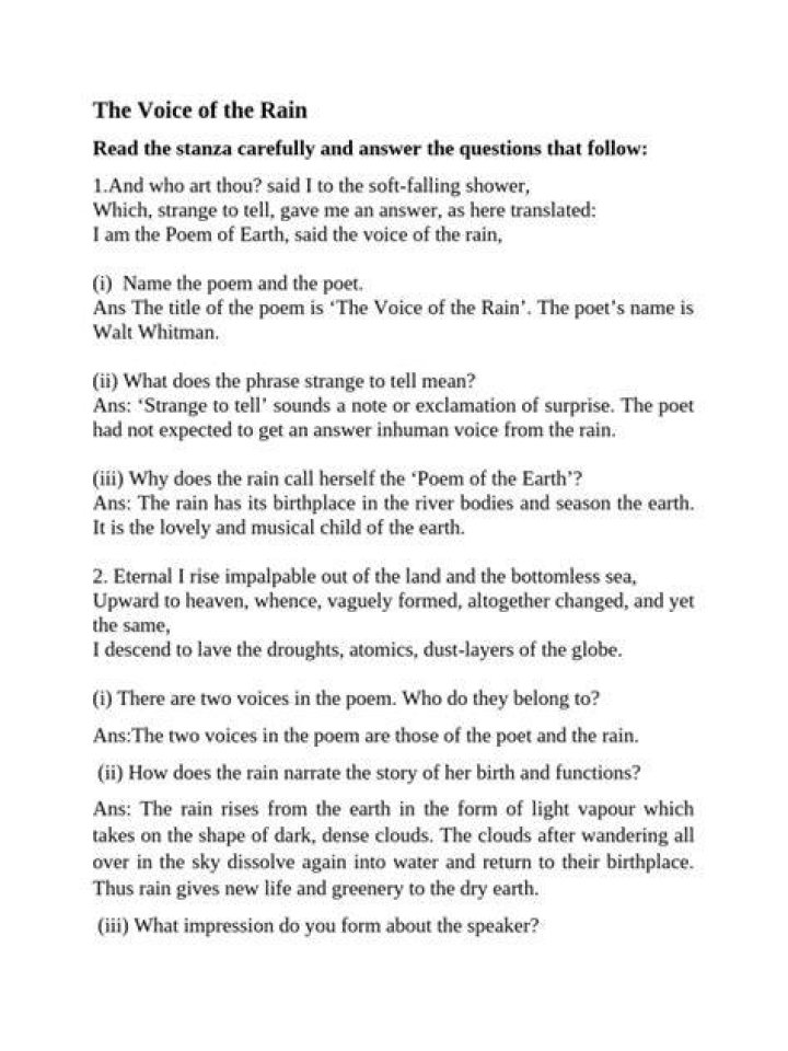 How does the rain give life to its own origin answer in the context of The Voice of the Rain?