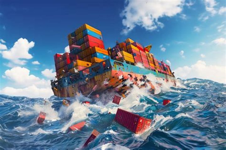 How many containers fall into the ocean?