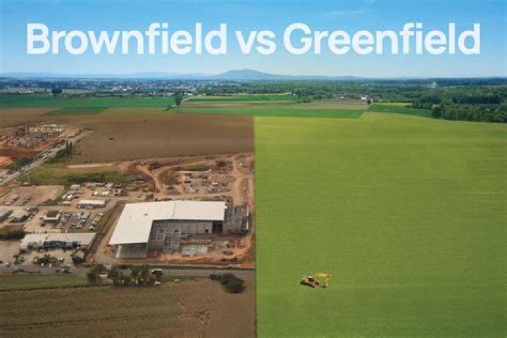 What is the difference between a greenfield site and a brownfield site?